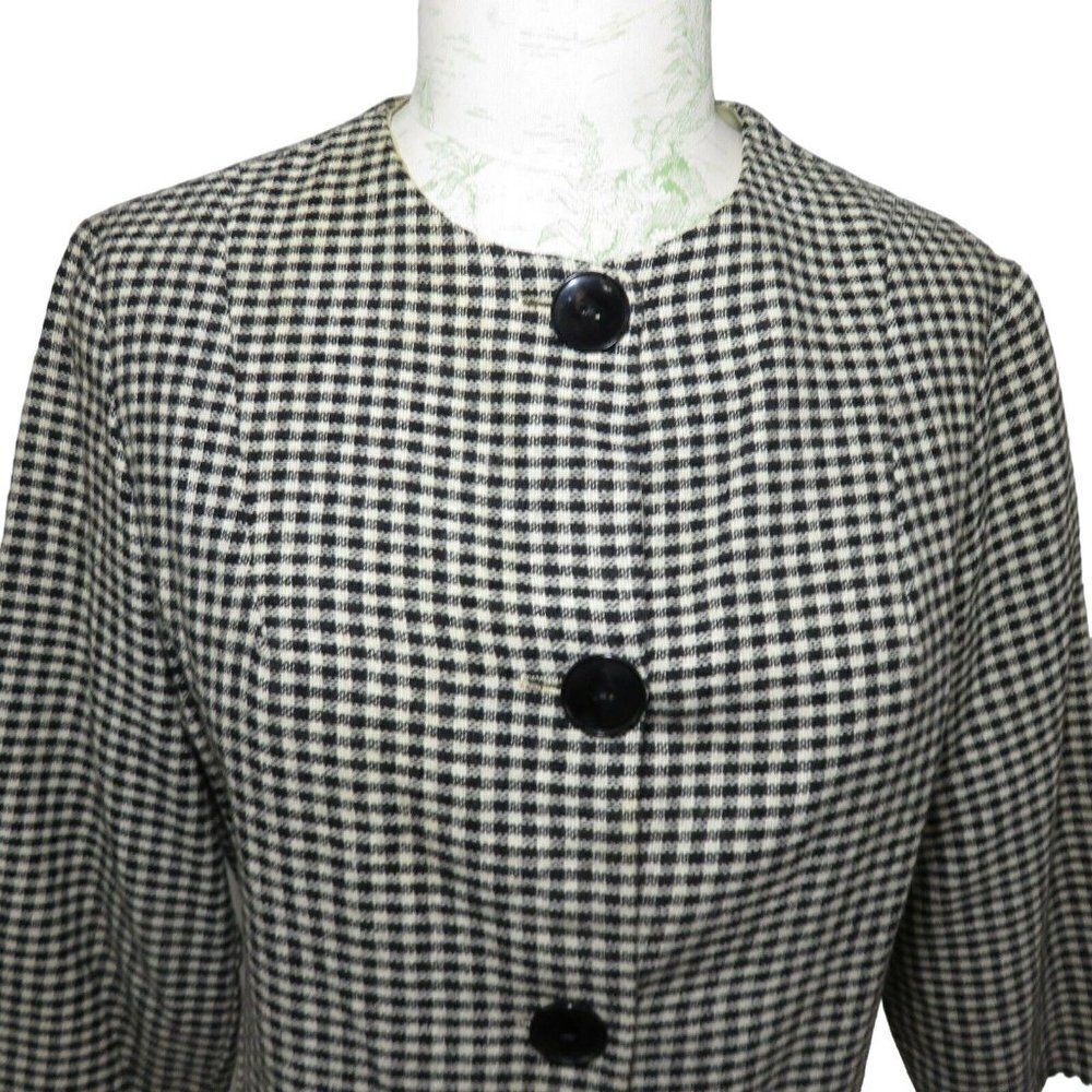 Vintage 60s Specialty House M Wool Crop Jacket Blazer Black Check Made In USA